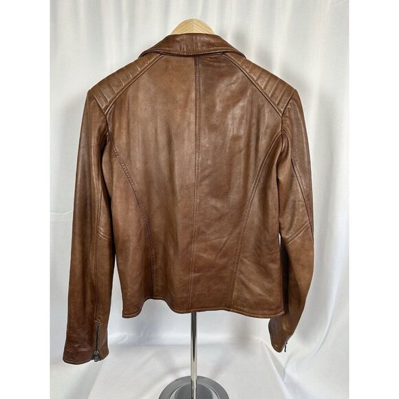 Factory Firenze Soft Italian Leather Women’s Jacket Sz M Zip Front,SleevesPocket - Picture 6 of 12